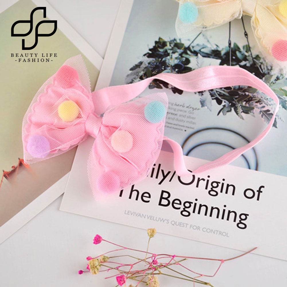 Băng Đô Nơ Đính Bóng Lông Co Giãn Dễ Thương Cho Bé Gái