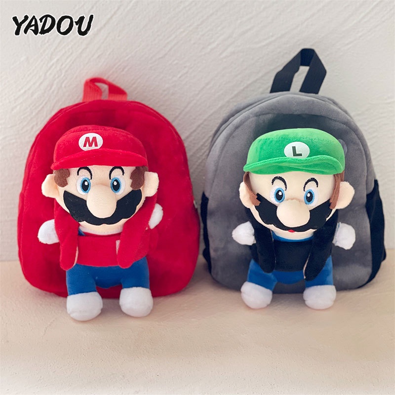 YADOU Ba Lô Đeo Vai Đính Búp Bê Nhồi Bông Hình Super Mario Dễ Thương Cho Bé