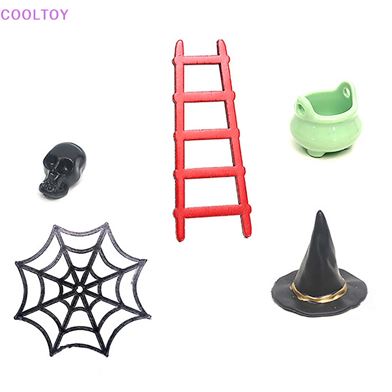 1 Set Đồ trang trí Lưới Nhện / Nón Phù Thủy Trang Trí Nhà Búp Bê 1: 12