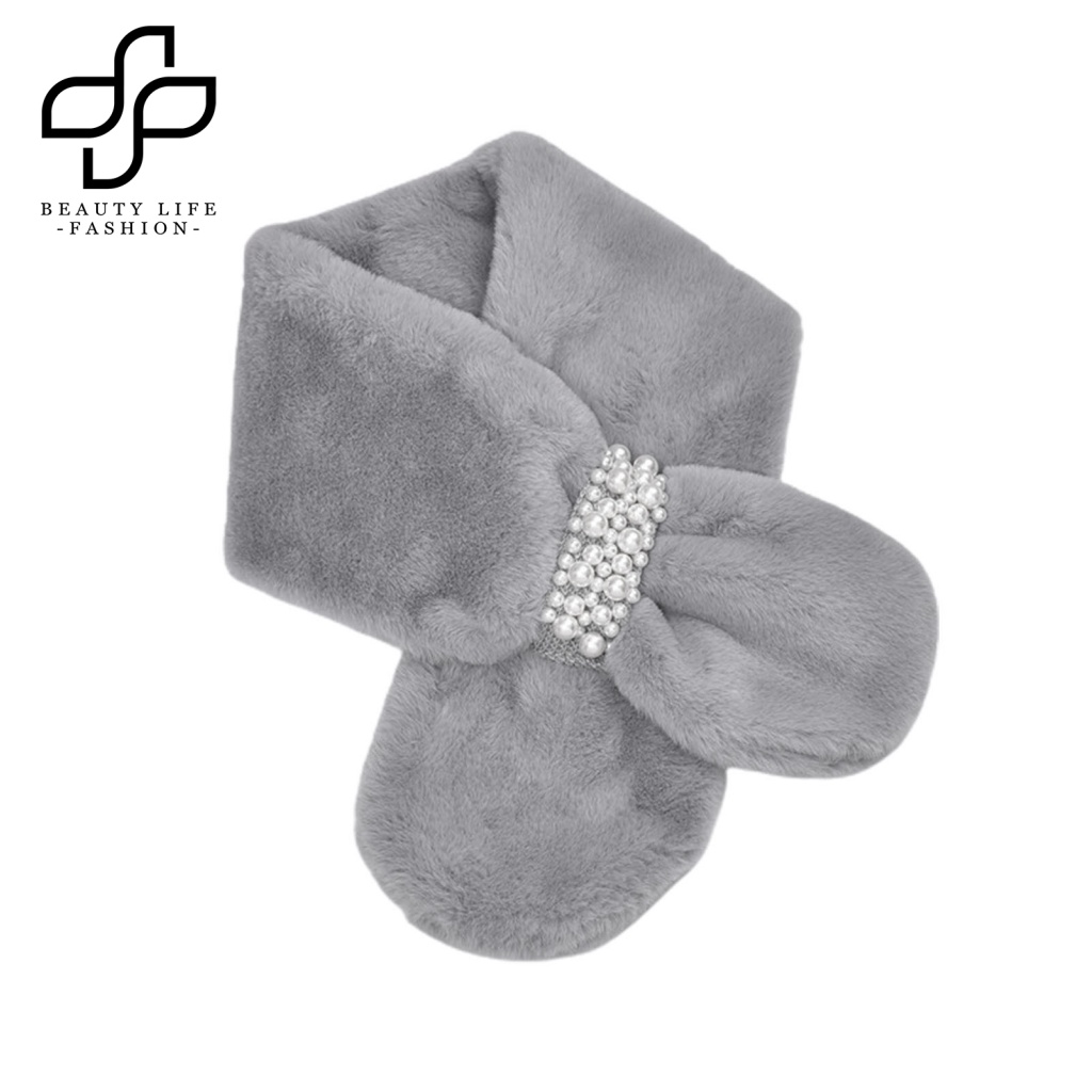 Khăn Choàng Cổ Bằng Len Giả Dày Dặn Màu Trơn Bắt Mắt Chống Gió Thoải Mái Thời Trang Cho Nữ