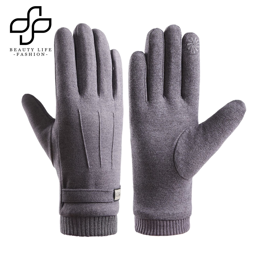 1 Đôi Găng Tay Chống Trượt Vải Bông Dày Mềm Mại Giữ Ấm Mùa Đông Cho Nam