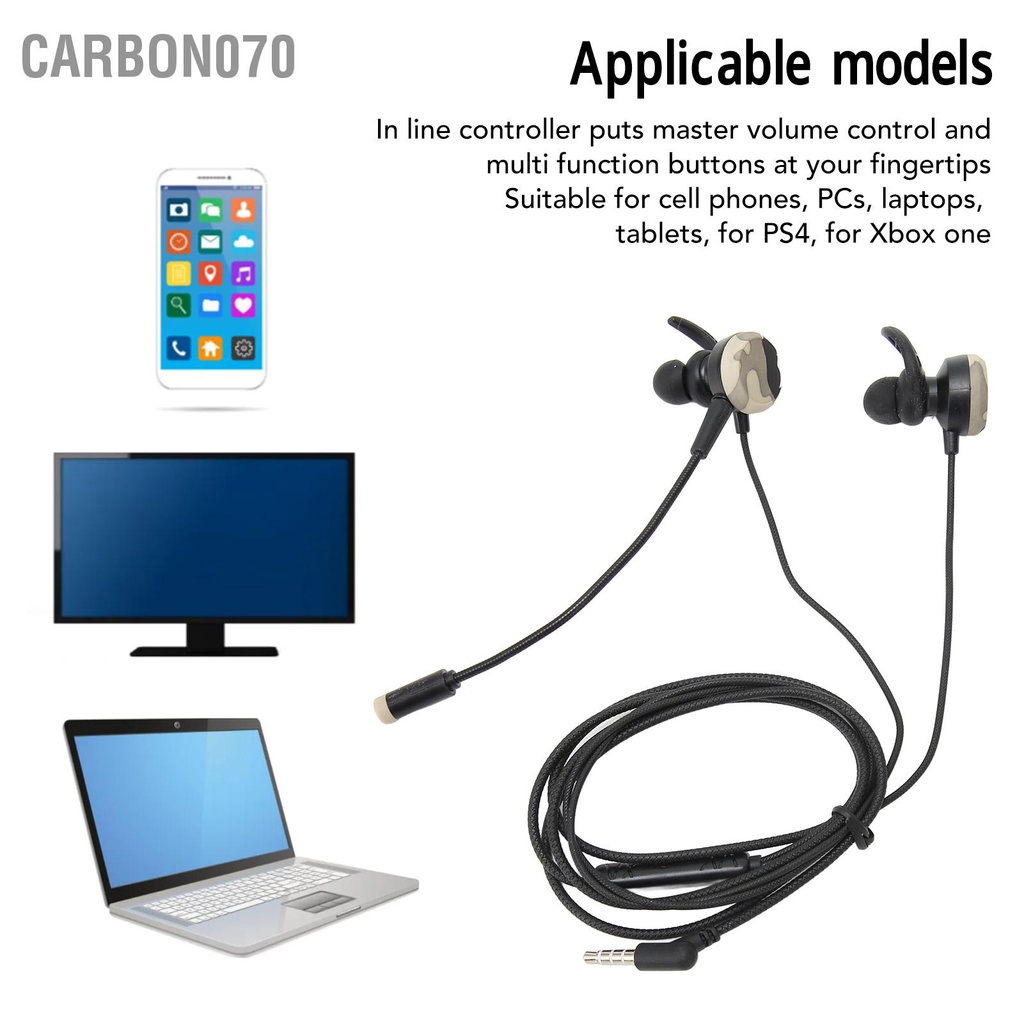 Carbon070 Tai nghe chơi game 3 5mm Giảm tiếng ồn có dây âm thanh nổi Mic thể tháo rời cho PS4 Xbox One PC