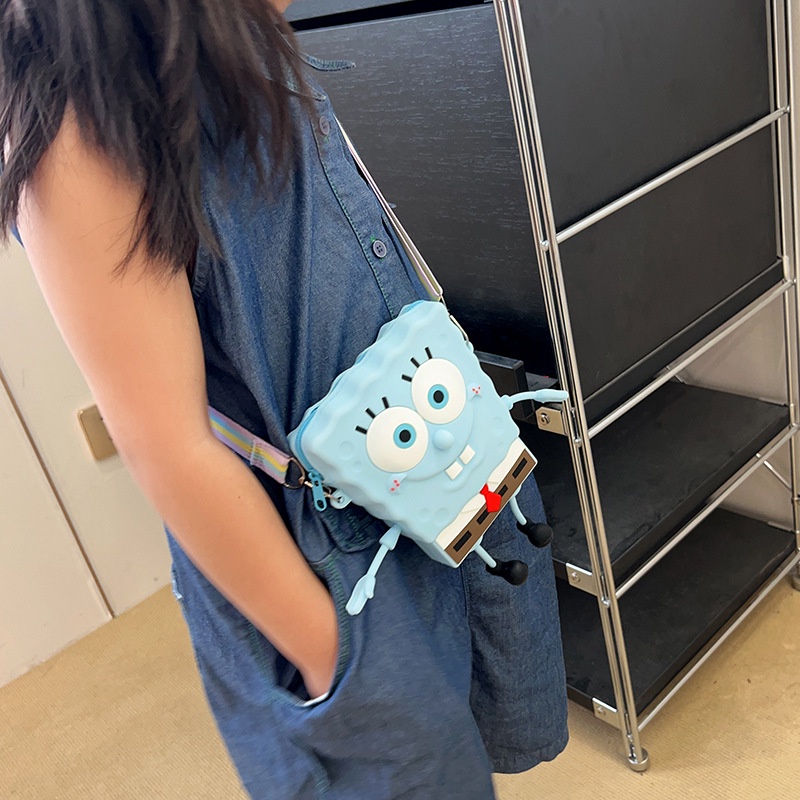 Túi Đeo Chéo Hình SpongeBob Dễ Thương Thời Trang Sức Chứa Lớn Dành Cho Trẻ Em