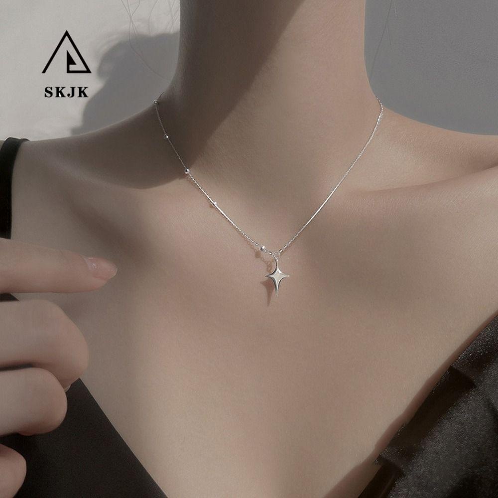 Needway Vòng Cổ Choker Bằng Hợp Kim Thép Titan Hình Ngôi Sao Bốn Cánh Tinh Tế Hợp Thời Trang Cho Nữ