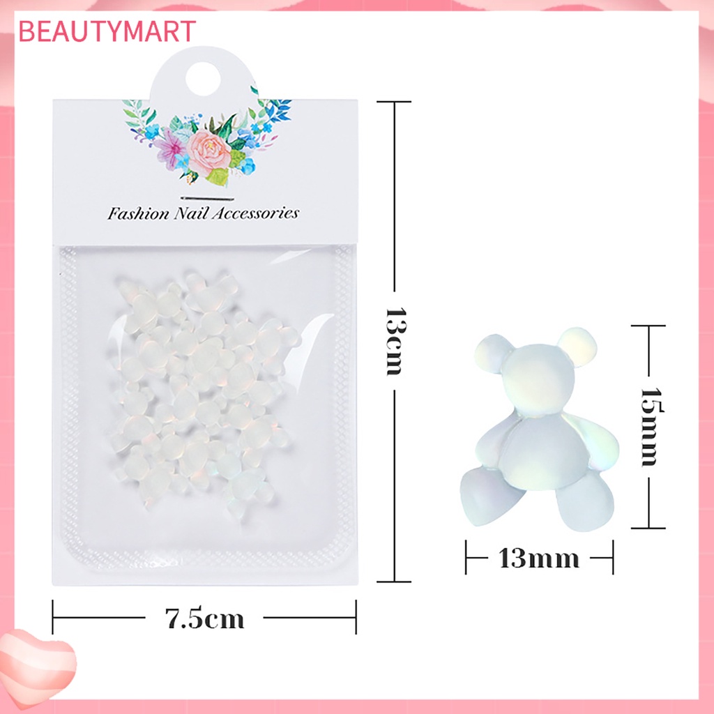 Bộ 10 Phụ Kiện Trang Trí Móng Tay Hình Gấu 3D Màu Sắc Tươi Sáng Không Phai