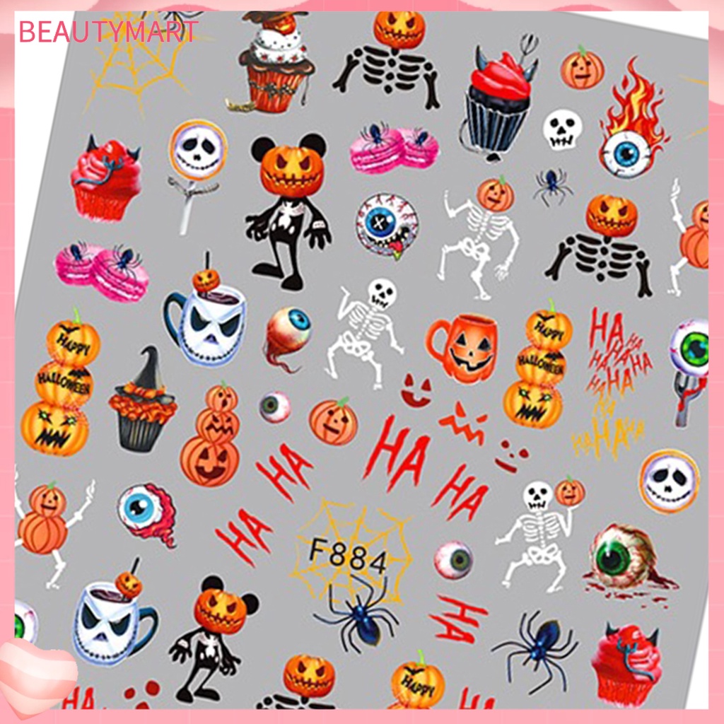 Miếng Dán Trang Trí Móng Tay Tự Dính Không Phai Họa Tiết Halloween