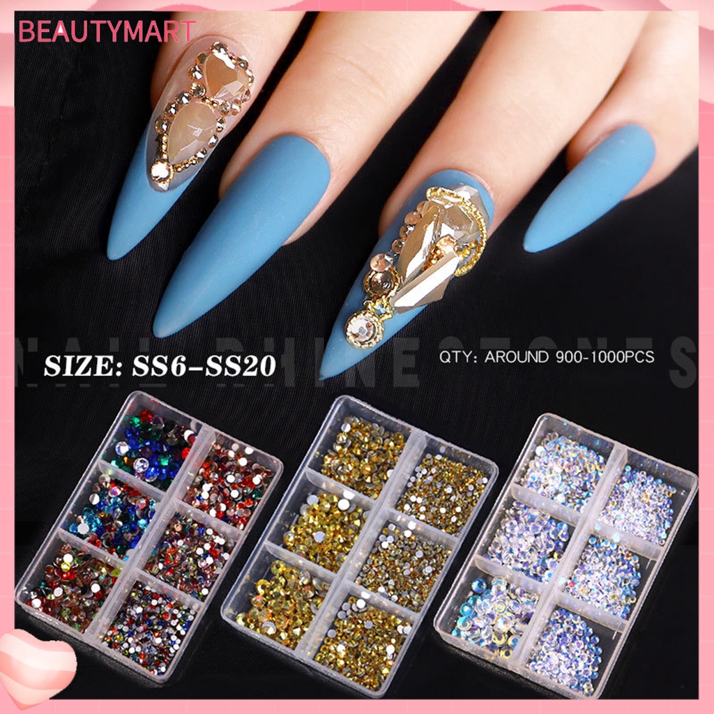 Hộp 6 Ngăn Đựng Đá Đa Năng Nhiều Hình Dạng Trang Trí Móng Tay Nghệ Thuật