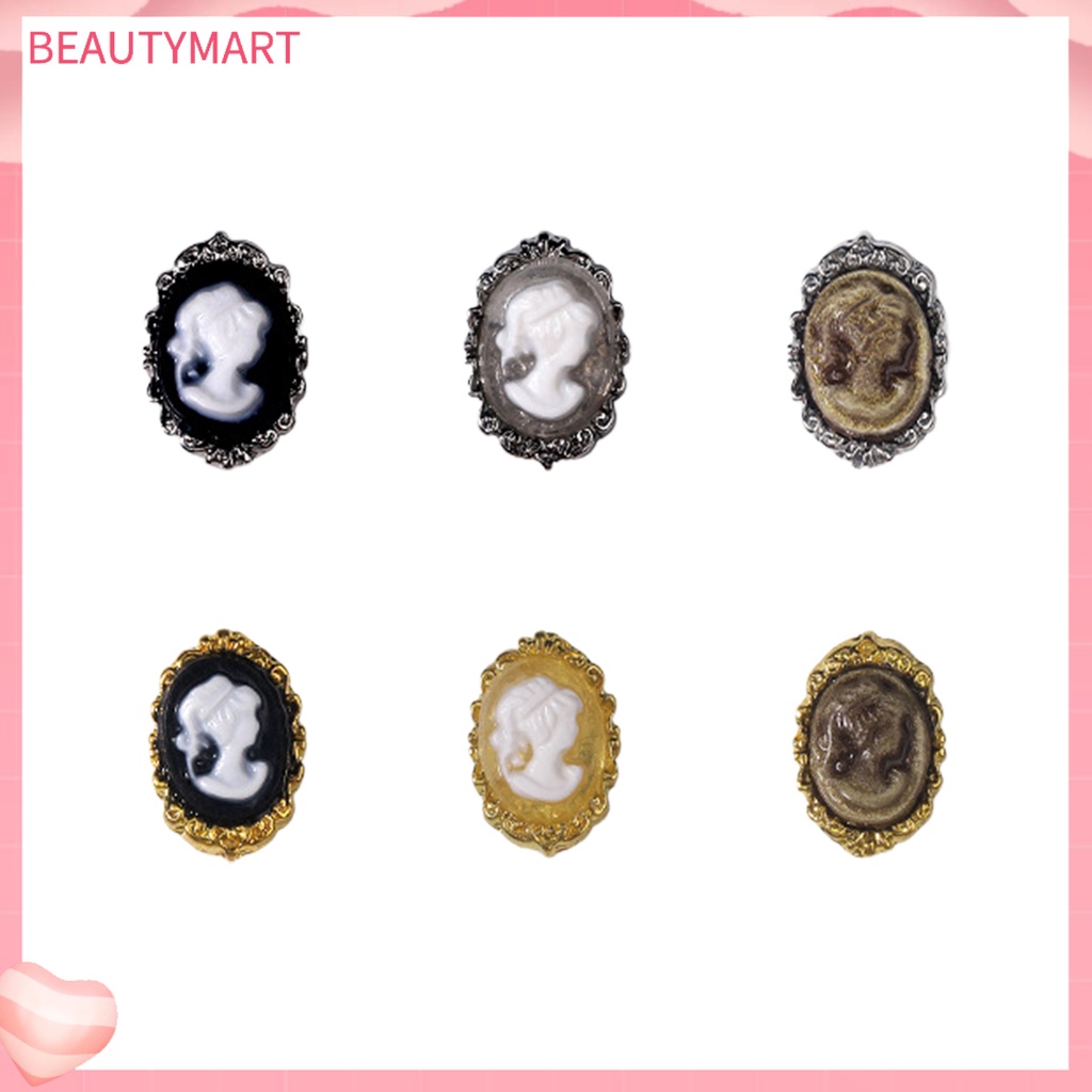 Bộ 10 Phụ Kiện Trang Trí Móng Tay Nghệ Thuật Ba Chiều Bằng Hợp Kim Phong Cách Ba Chiều Vintage