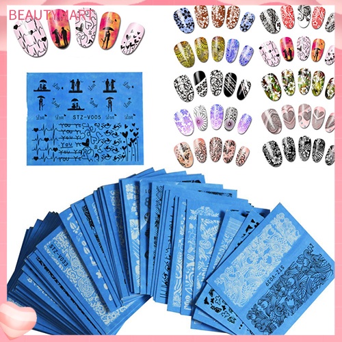 Bộ 48 Miếng Dán Móng Tay Chuyển Nước DIY Phong Cách Ngẫu Nhiên