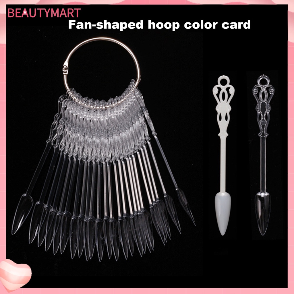 Set 24 Móng Tay Giả Trong Suốt Có Khóa Cài Hình Quạt Luyện Tập Làm Móng Nghệ Thuật