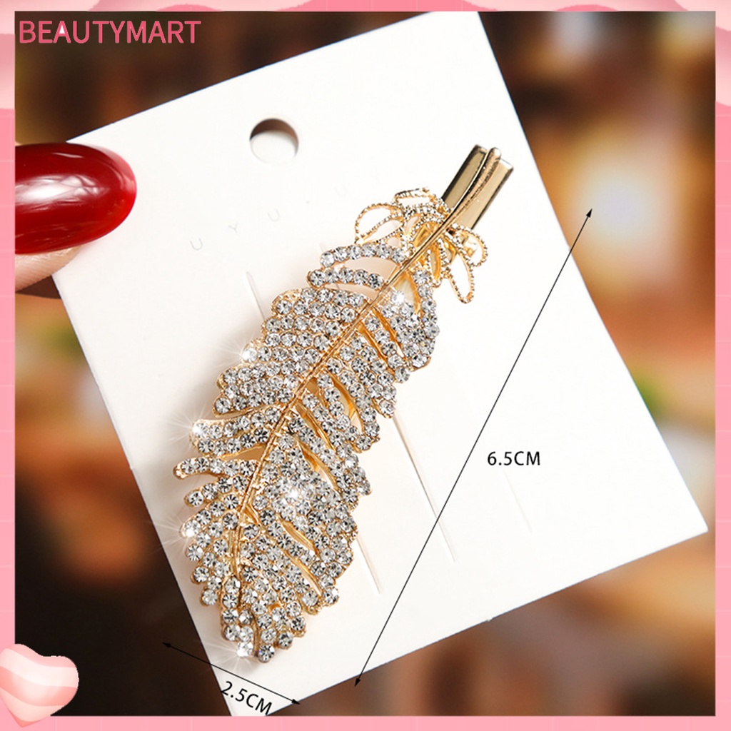 Kẹp Tóc Hợp Kim Hình Lông Vũ Đính Đá Lấp Lánh