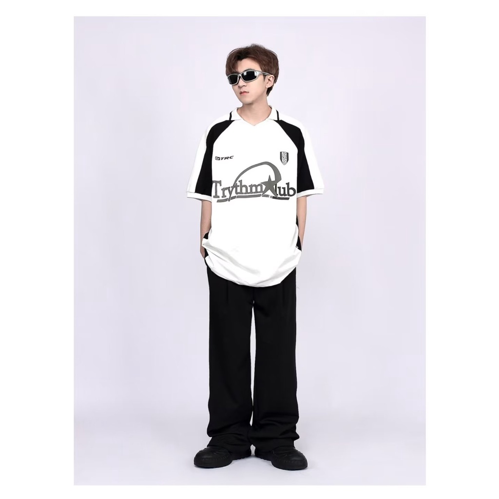 Áo Thun Tay Ngắn Dáng Rộng Phong Cách Đường Phố Mỹ Màu Sắc Tương Phản Thời Trang Cho Nam Và Nữ