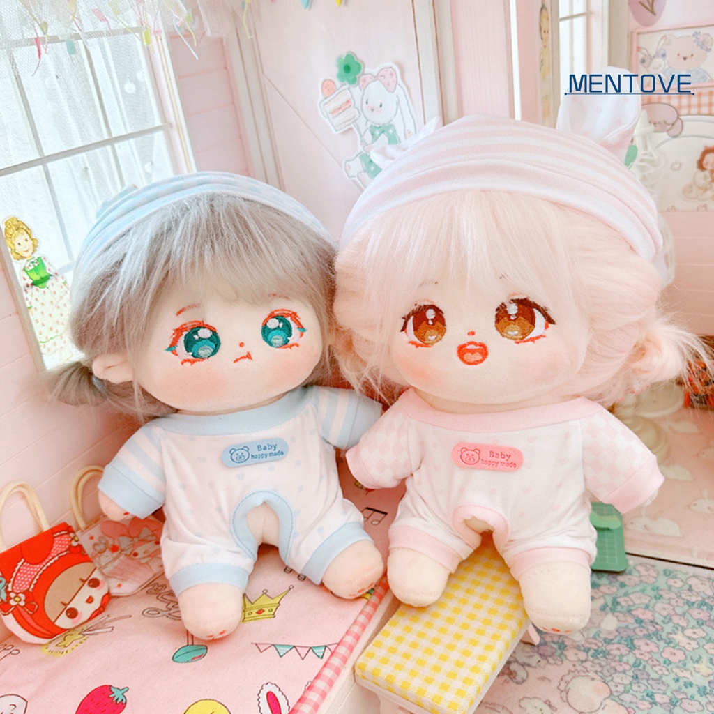 1 Bộ Áo Liền Quần Mini 20cm Kèm Mũ In Họa Tiết Hoạt Hình Dễ Thương Cho Búp Bê