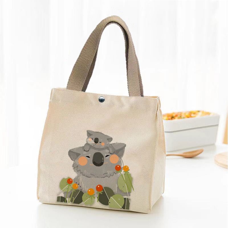 Túi Đựng Hộp Cơm Trưa Bằng Vải Bạt Di Động Phong Cách Mới