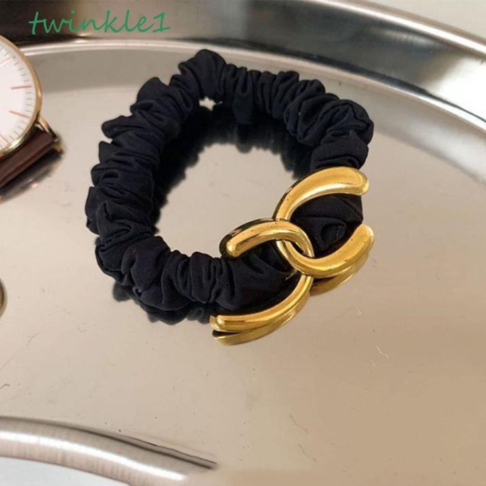 Dây Buộc Tóc Hai Lớp Đính Mặt Kim Loại Phong Cách Hàn Quốc Cổ Điển