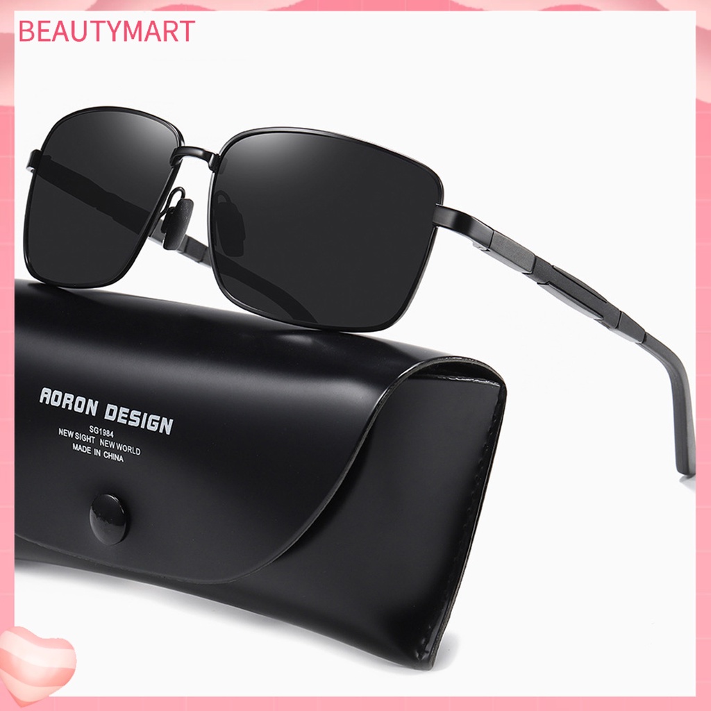 Kính Chống Tia UV Phân Cực Gọng Vuông Bằng Kim Loại Dành Cho Nam Lái Xe