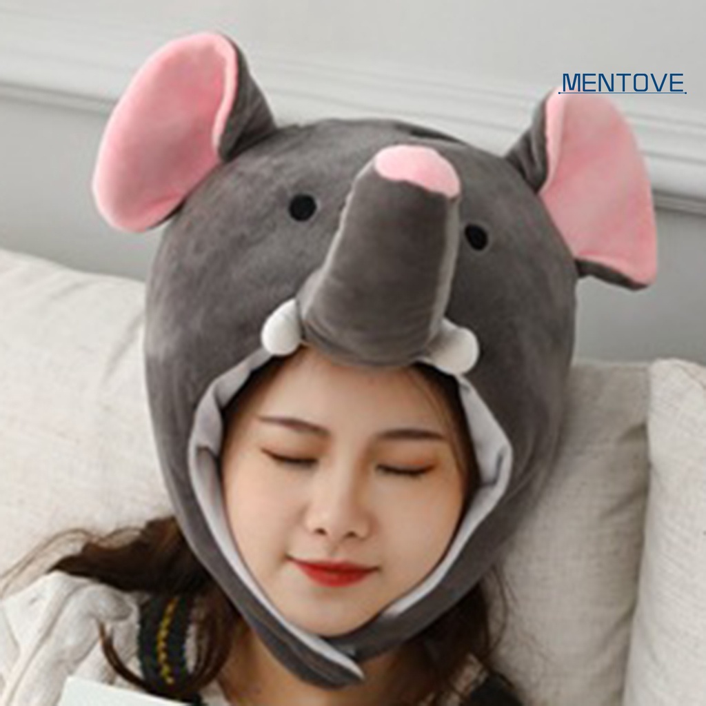 Mũ Trùm Đầu Nhồi Bông Mềm Mại Hình Chú Voi Hoạt Hình Hóa Trang Mùa Đông