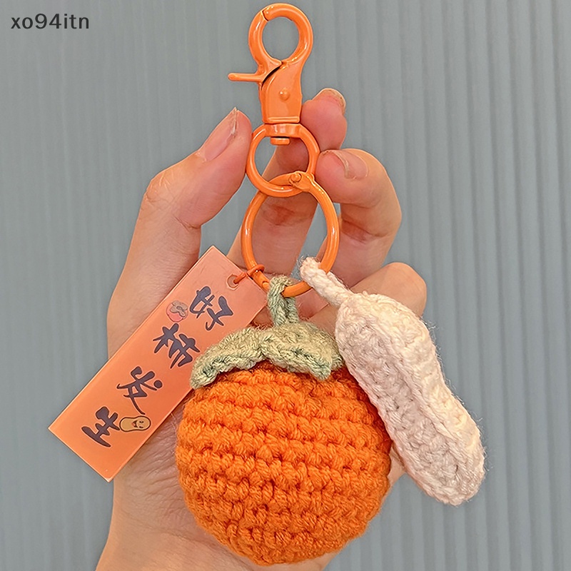 Tn Móc Khóa Xe Hơi / Túi Xách Đan Tay Hạnh Phúc Mặt Persimmon Thủ Công Cho Cặp Đôi n