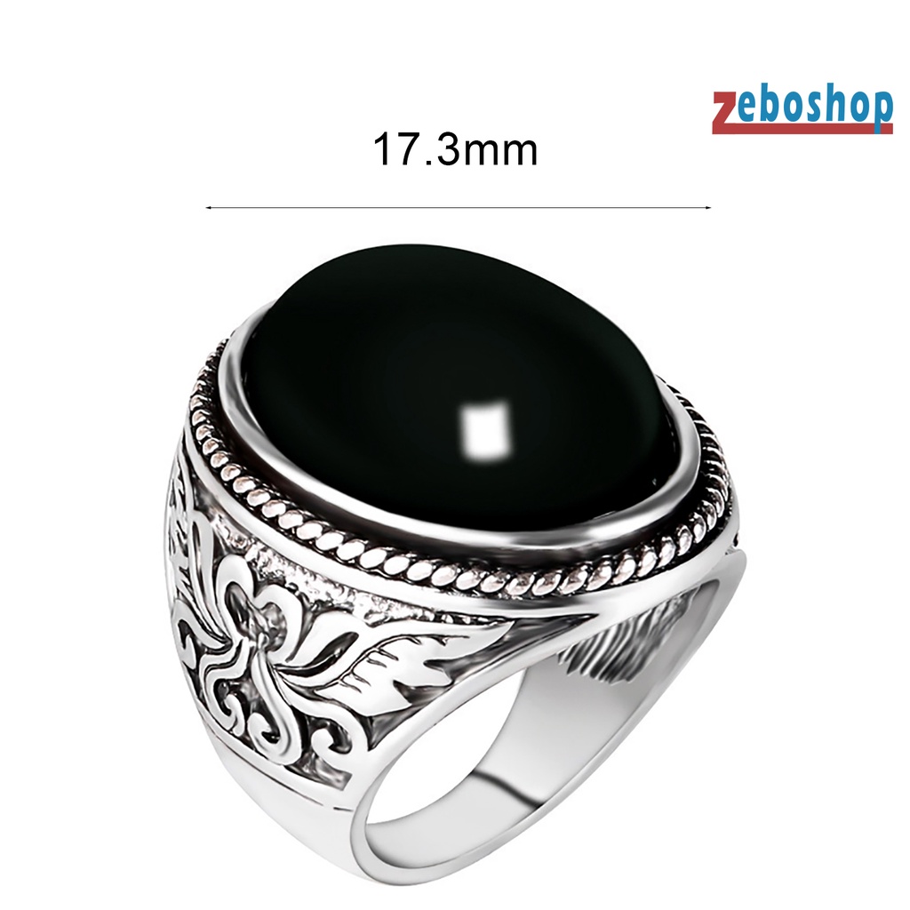 Nhẫn Nam Chạm Khắc Đính Đá Quý Nhân Tạo Phong Cách Vintage