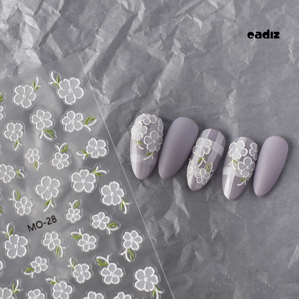 1 Tờ Miếng Dán Họa Tiết Hoa Dập Nổi 3D Nhiều Hình Dạng Trang Trí Móng Tay Nghệ Thuật Dễ Tháo Gỡ