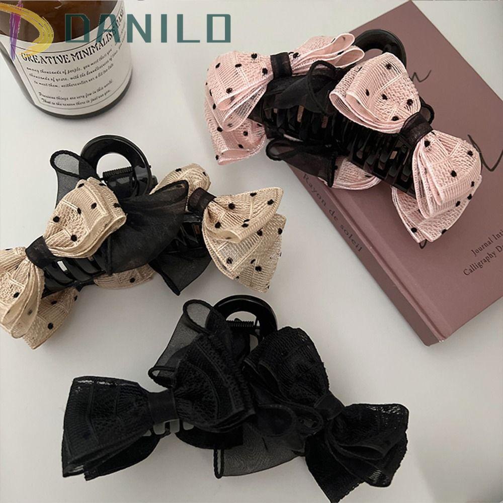 Kẹp Tóc Nơ Họa Tiết Chấm Bi Phong Cách Hàn Quốc Cho Nữ