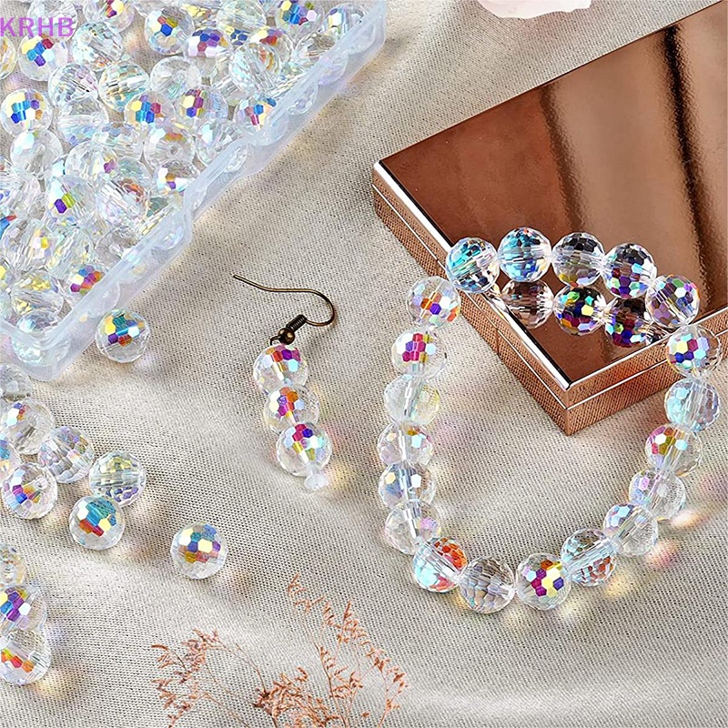 Set 10 / 20 Hạt Thủy Tinh Tròn Dùng Làm Trang Sức Thủ Công DIY Mới