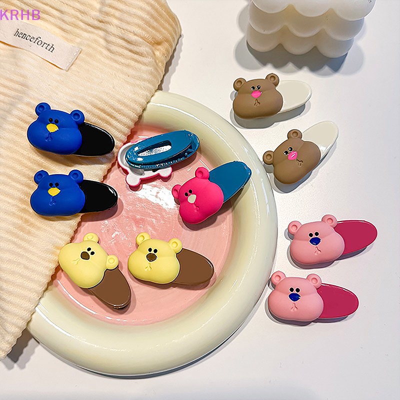 Set 2 Kẹp Tóc Hình Gấu Nhỏ Dễ Thương Cho Bé Gái Mới