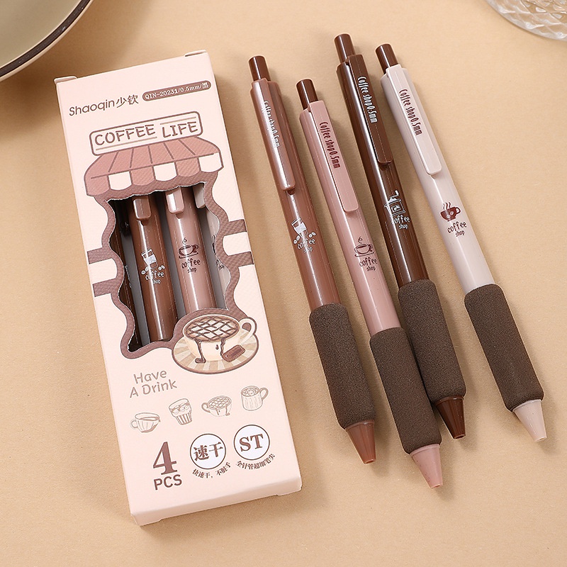 Set 4 Bút Nhấn Nhanh Khô Đầu Lò Xo 0.5mm