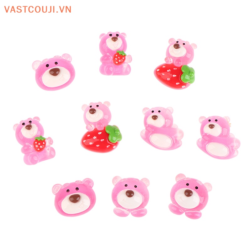 Set 5 Gấu Dâu Tây Mini Bằng Nhựa Phát Quang Trang Trí Sân Vườn