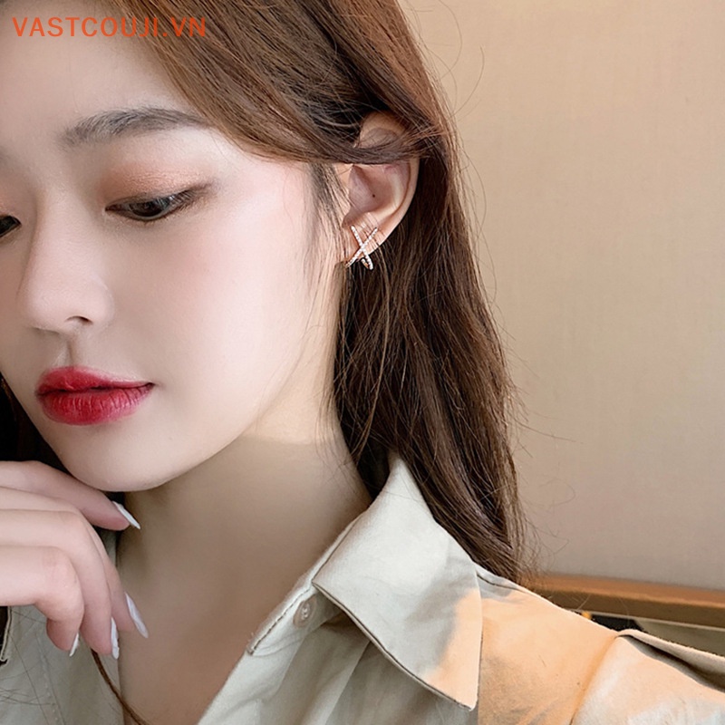 1 Đôi Khuyên Tai Chữ X Đính Đá Thời Trang Cho Nữ