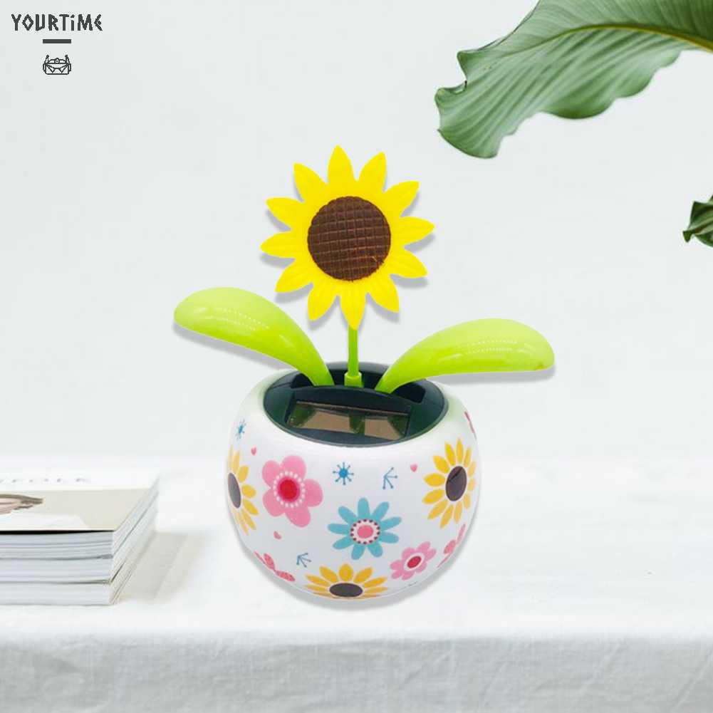 Chậu Hoa Hướng Dương Nắp Lật Trang Trí Xe Hơi Sử Dụng Năng Lượng Mặt Trời