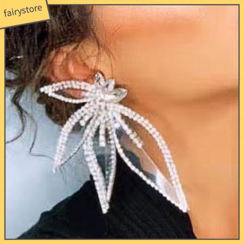 1 Đôi Bông Tai Hình Hoa Đính Đá Lấp Lánh