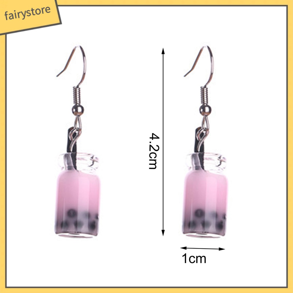 1 Đôi Bông Tai Hình Ly Trà Sữa Thủy Tinh Không Gây Dị Ứng Dễ Thương Thời Trang Cho Nữ