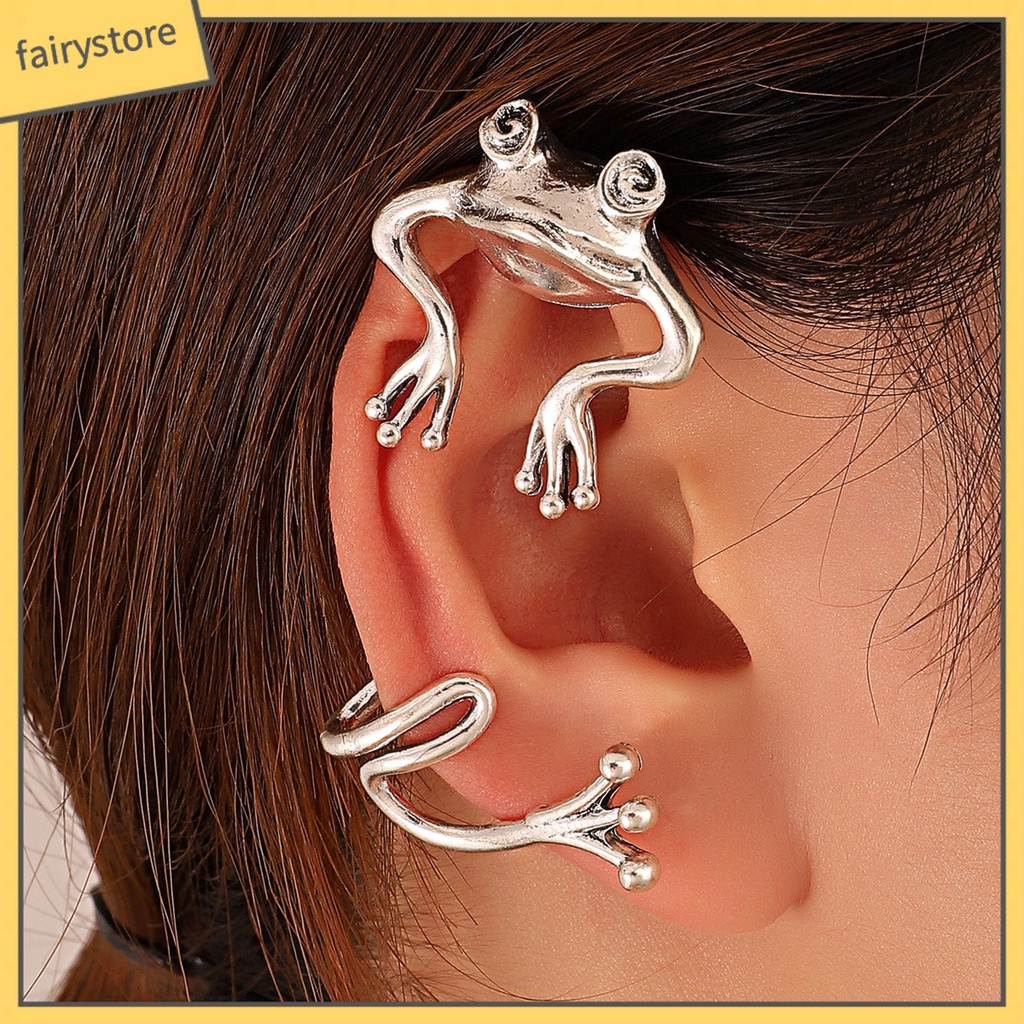 1 Khuyên Kẹp Vành Tai Hình Ếch Bằng Hợp Kim Phong Cách Hip Hop Cổ Điển