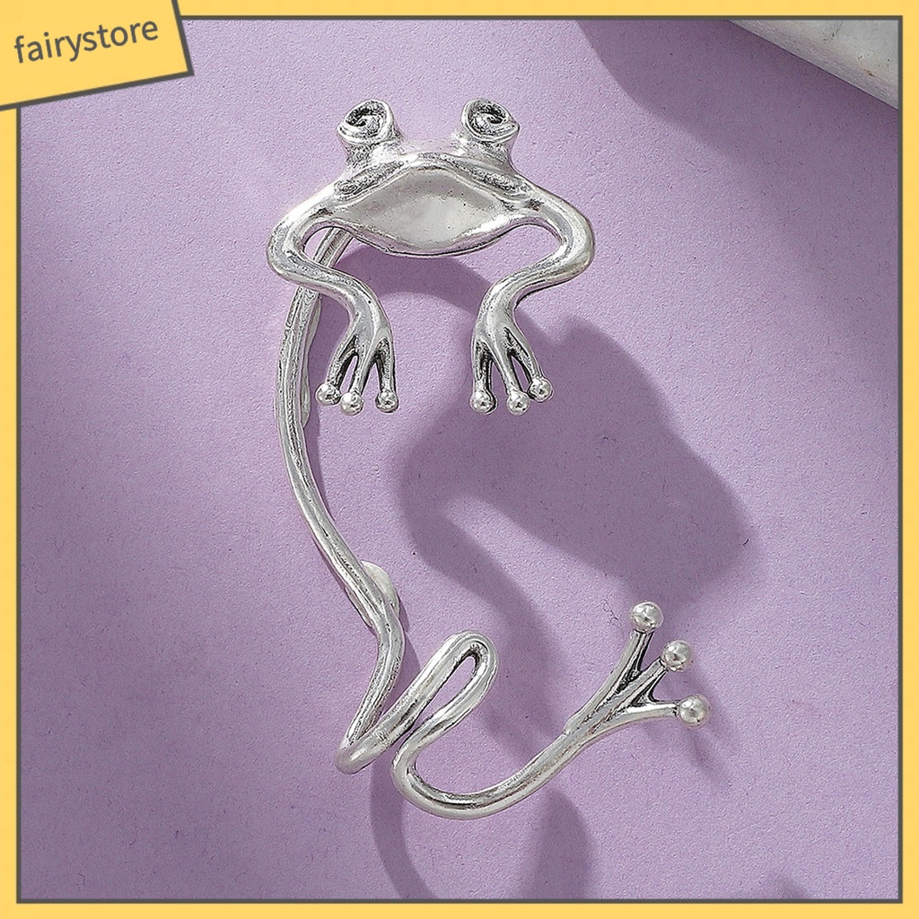 1 Khuyên Kẹp Vành Tai Hình Ếch Bằng Hợp Kim Phong Cách Hip Hop Cổ Điển