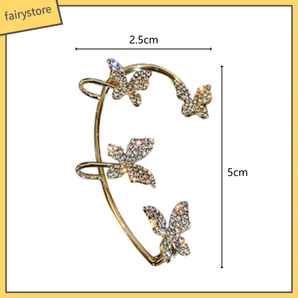 1 Đôi Bông Tai Kẹp Hình Bướm Dát Đá Lấp Lánh Cho Nữ