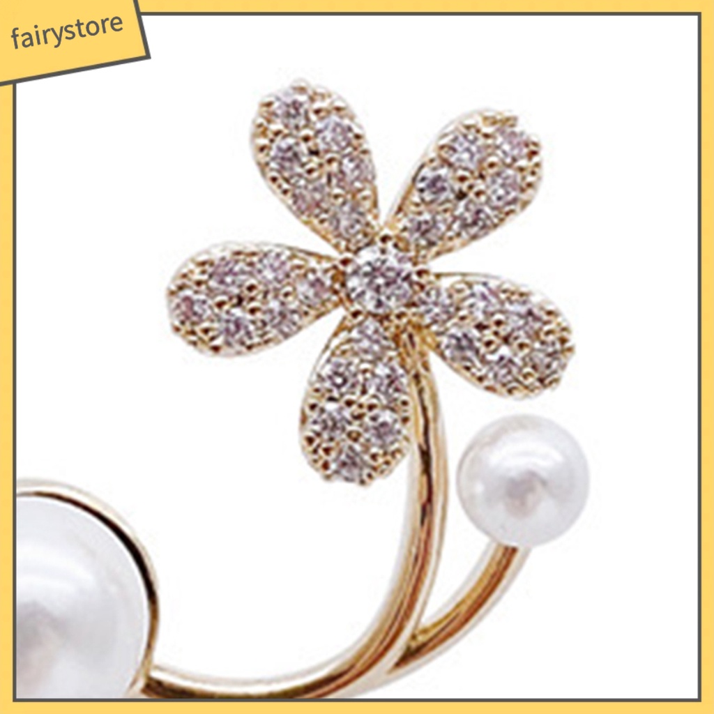 1 Đôi Bông Tai Hình Hoa Đính Ngọc Trai Nhân Tạo Thời Trang