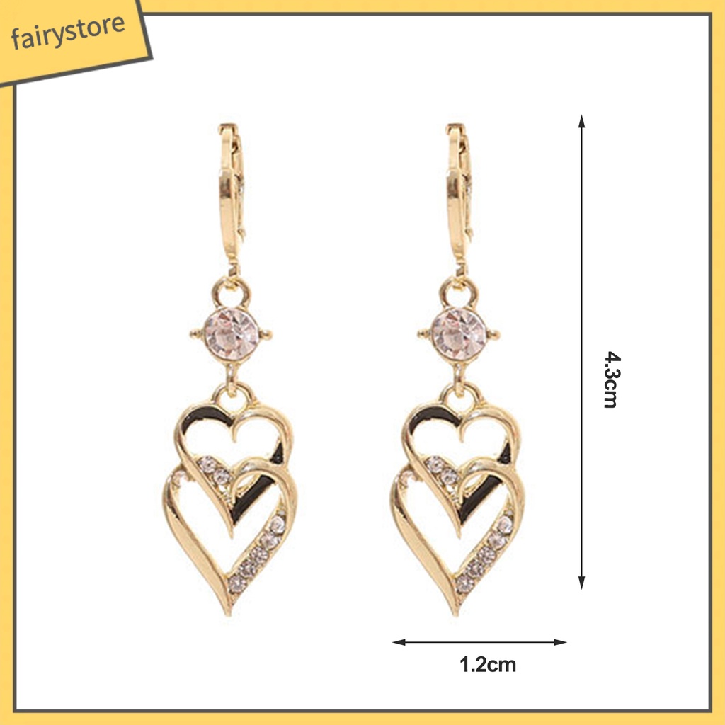1 Đôi Bông Tai Hình Trái Tim Đính Đá Lấp Lánh Phong Cách Vintage Dành Cho Nữ