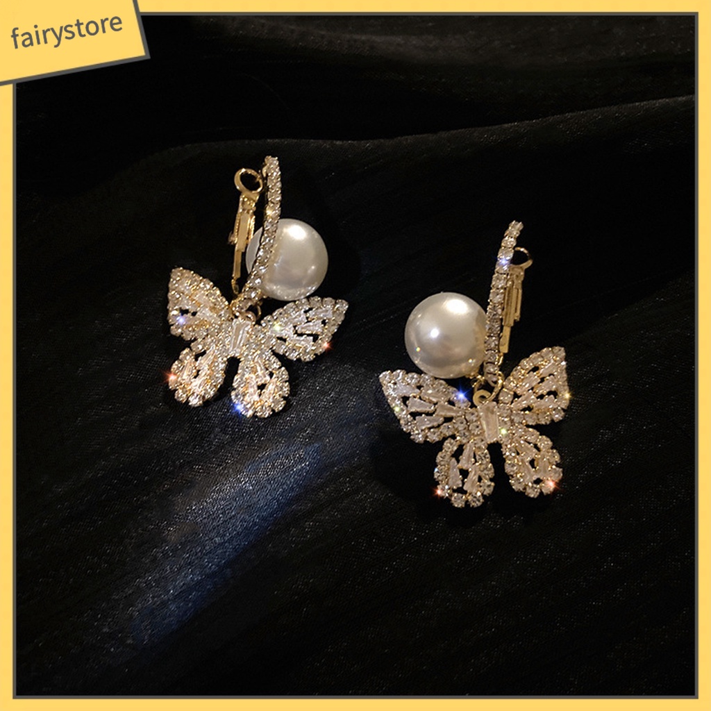 1 Đôi Bông Tai Hình Bướm Đính Đá Lấp Lánh Dành Cho Nữ