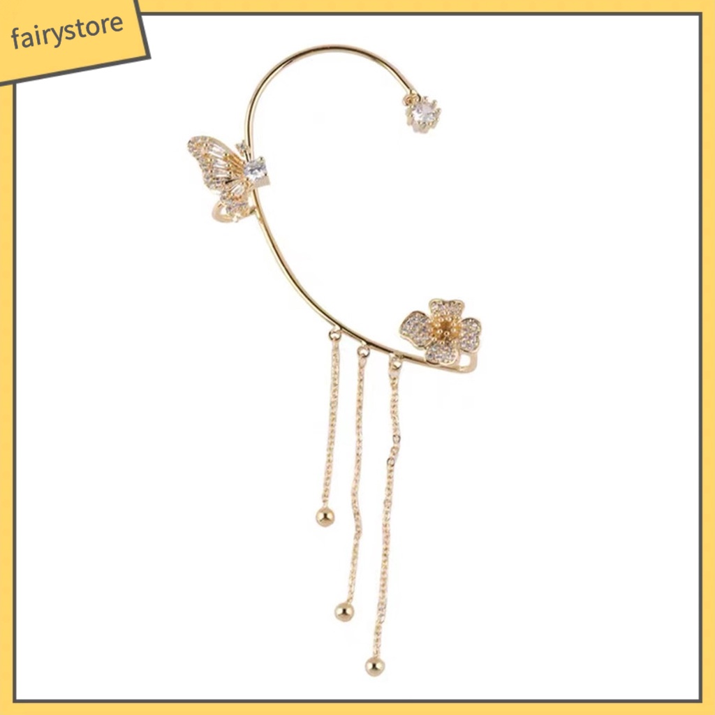 1 Khuyên Đeo Vành Tai Không Cần Xỏ Lỗ Hình Học Đính Đá Zircon Sang Trọng