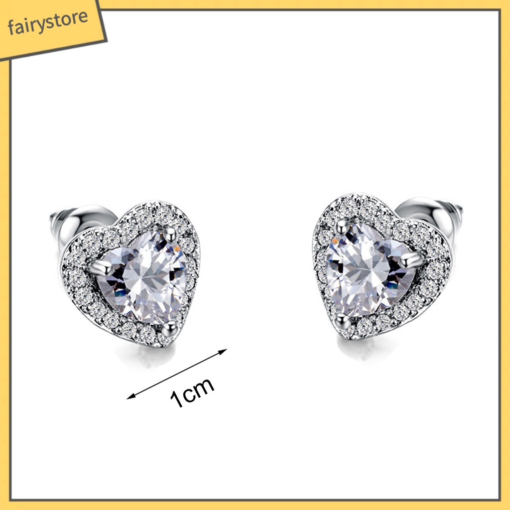 1 Đôi Bông Tai Hợp Kim Hình Trái Tim Lấp Lánh