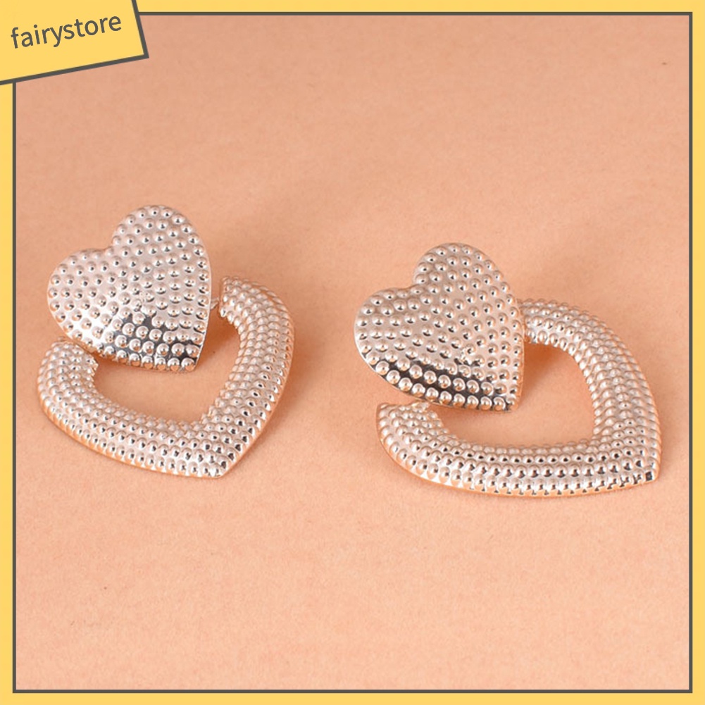 Bông Tai Hình Trái Tim Đôi Bằng Hợp Kim Thanh Lịch Dành Cho Nữ