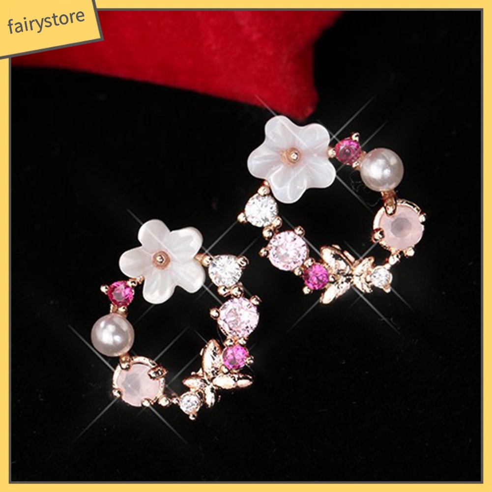 Bông Tai Hình Vòng Hoa Bằng Hợp Kim Nhiều Màu Thời Trang Cho Nữ