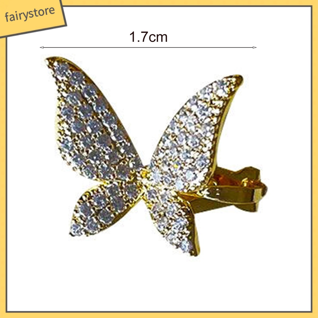 1 Khuyên Vành Tai Hình Bướm Đính Đá Lấp Lánh Thời Trang Cho Nữ