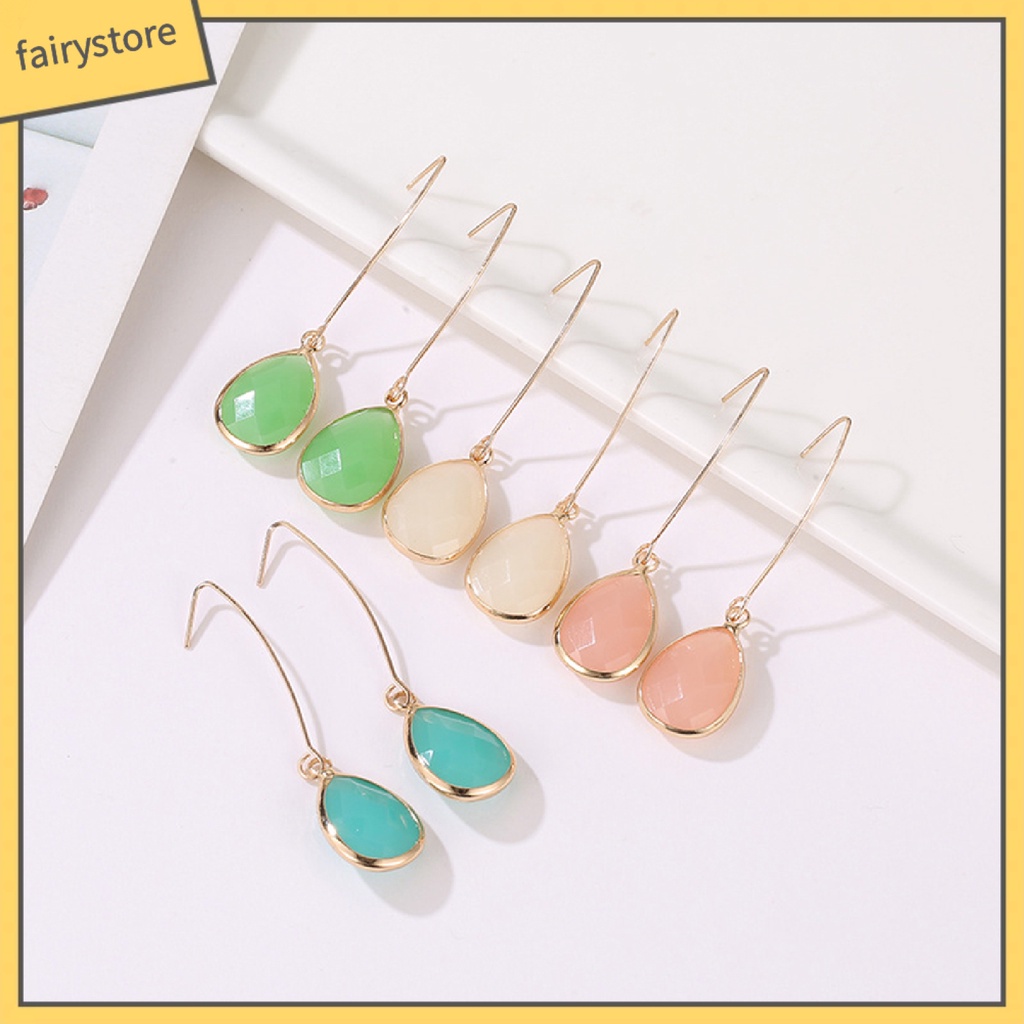 1 Đôi Bông Tai Giọt Nước Đính Đá Thời Trang Dành Cho Nữ