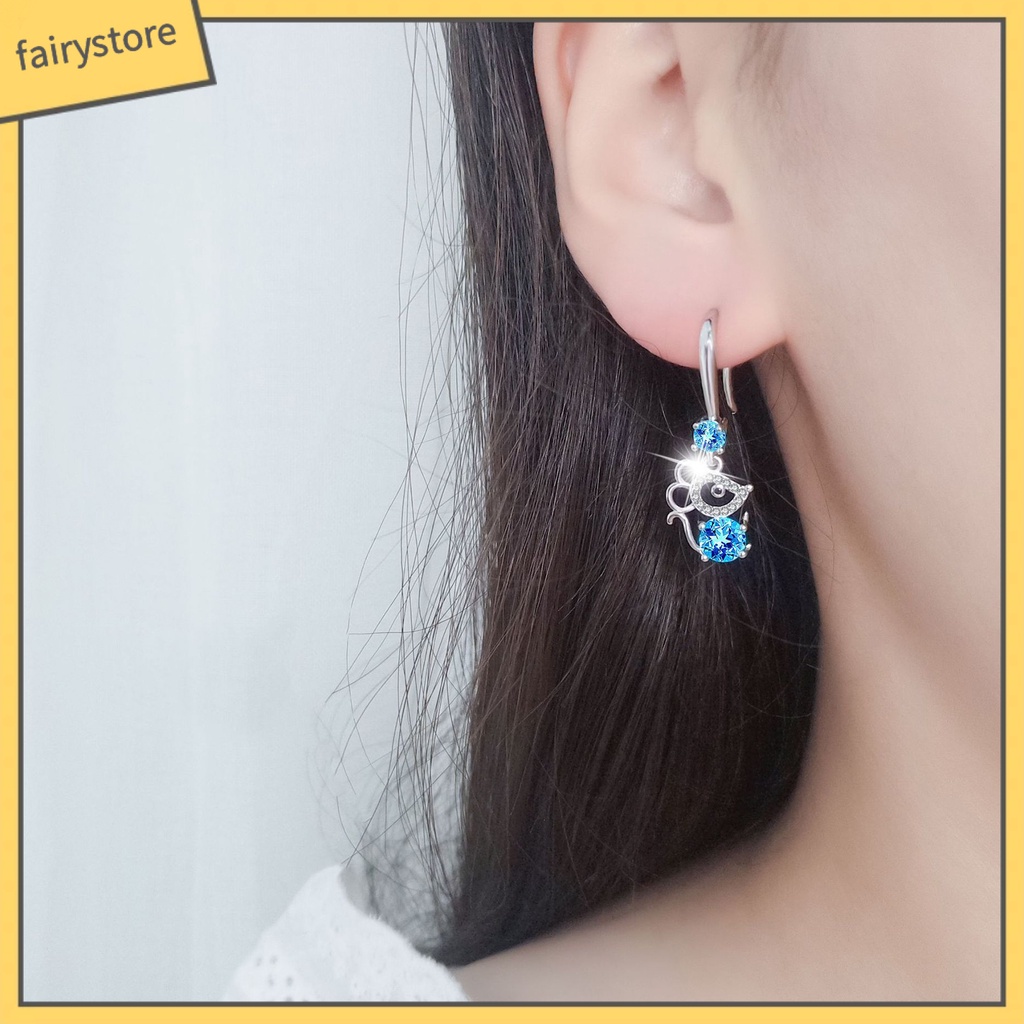 Khuyên Tai Hợp Kim Hình Chuột Đính Đá Thời Trang Cho Nữ