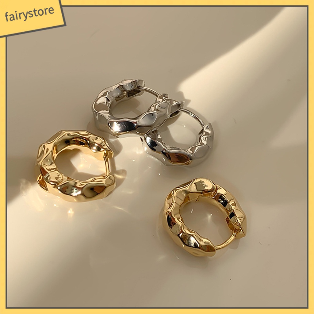 1 Đôi Bông Tai Hình Tròn Bằng Kim Loại Phong Cách Vintage Dành Cho Nữ