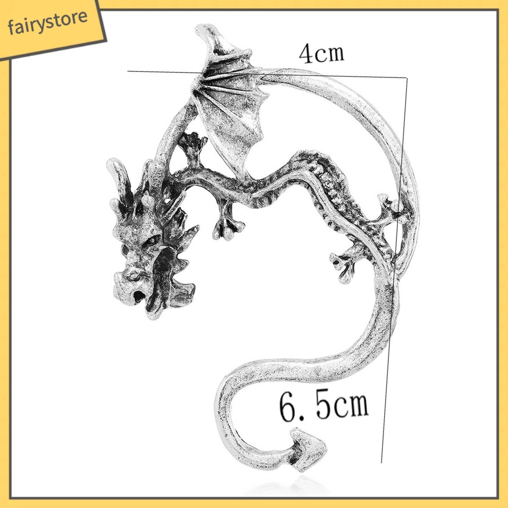 1 Khuyên Đeo Vành Tai Unisex Hình Rồng Phong Cách Punk Cá Tính