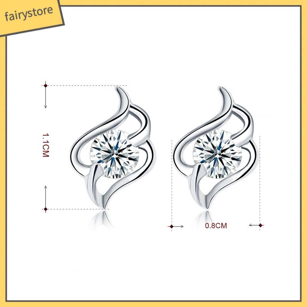 1 Đôi Bông Tai Bạc 925 Hình Ngọn Lửa Đính Đá Zircon
