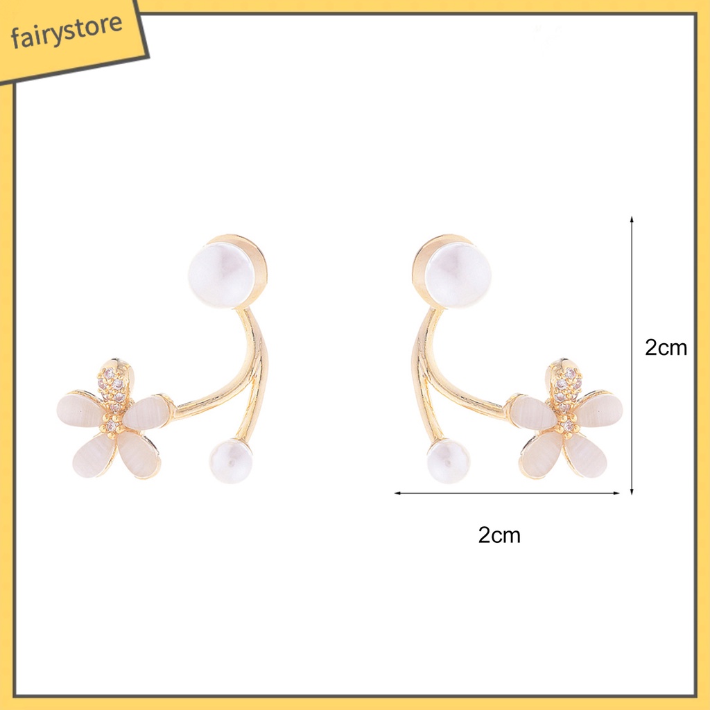 1 Đôi Bông Tai Hình Hoa Đính Ngọc Trai Nhân Tạo Phong Cách Hàn Quốc Dành Cho Nữ